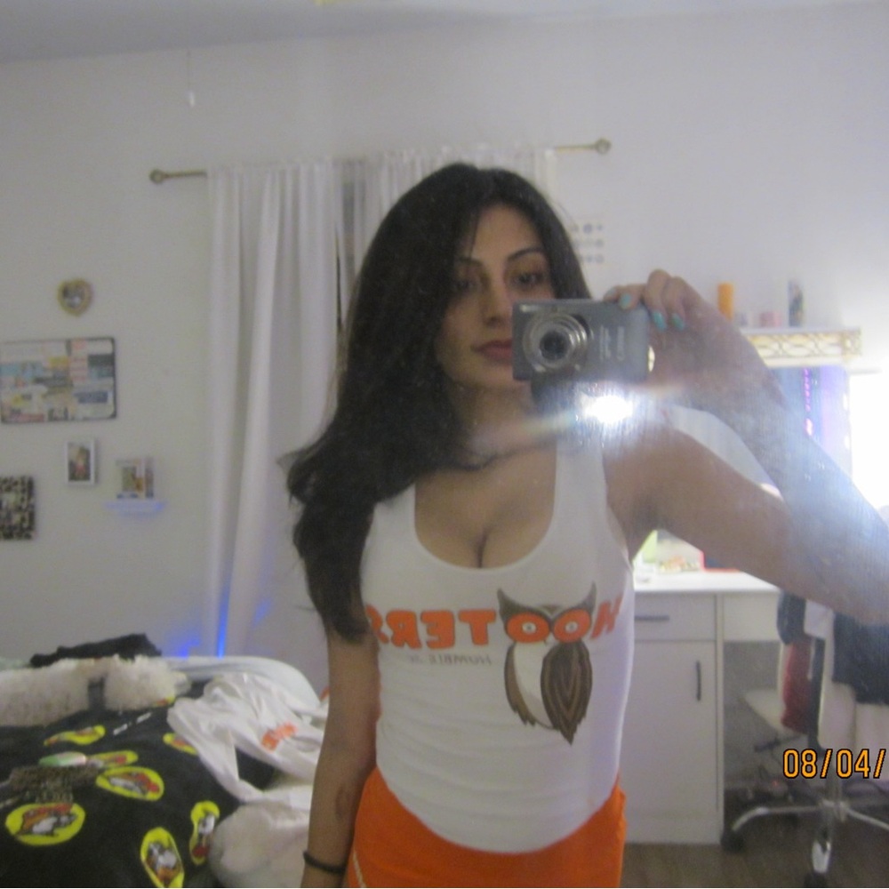 White and Orange Hooters Tank Top